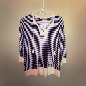 Loft striped navy mid sleeve